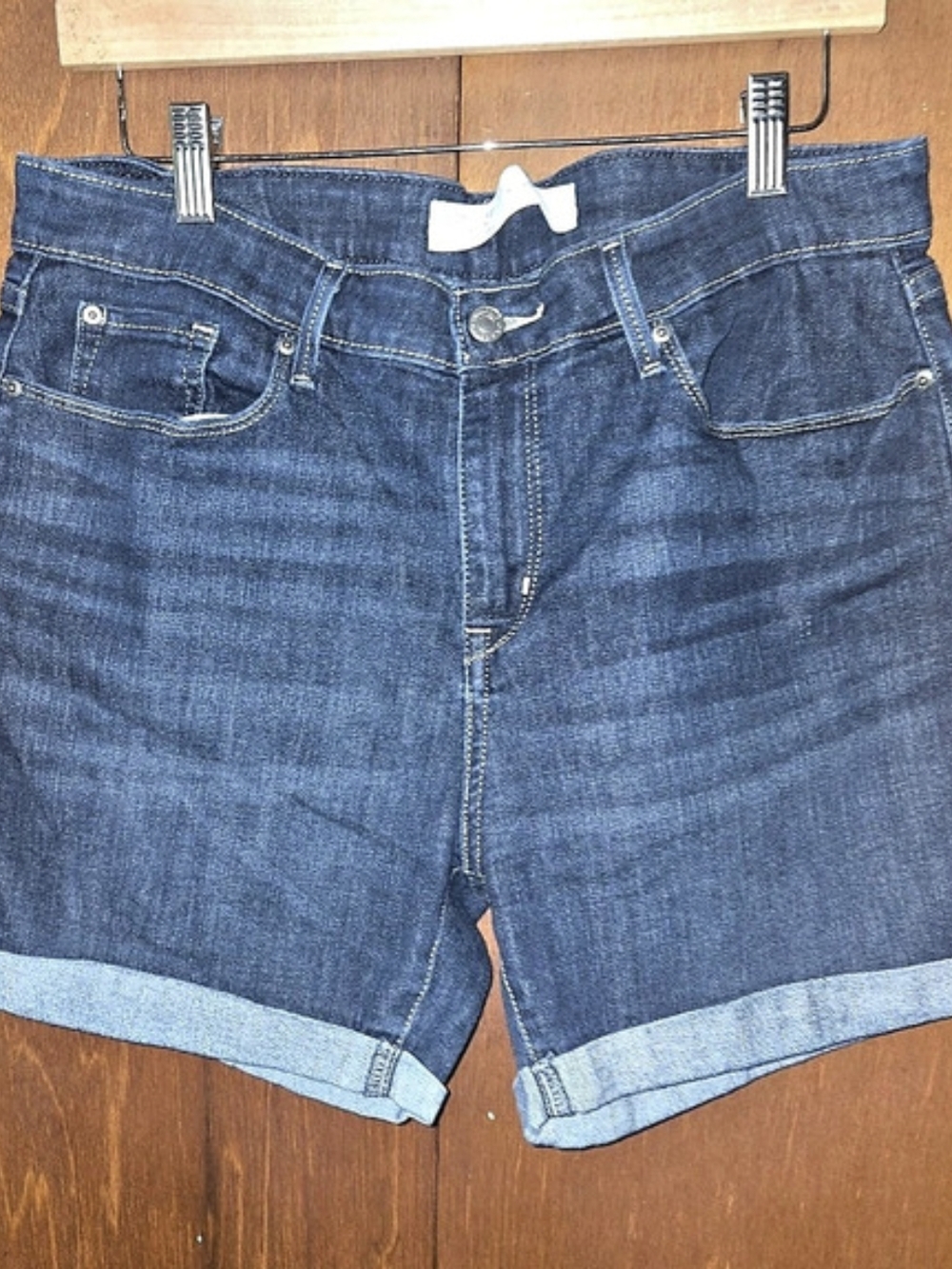 Signature by Levi Strauss & Co. Mid Rise Cuffed Denim Shorts. Blue
